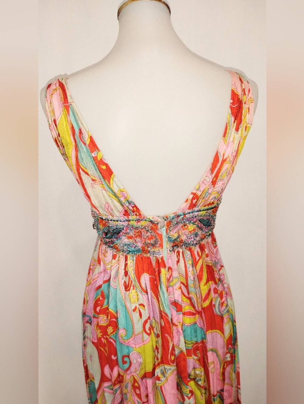UPCYCLED VINTAGE BEADED PSYCHEDELIC DRESS - Picture 2 of 14